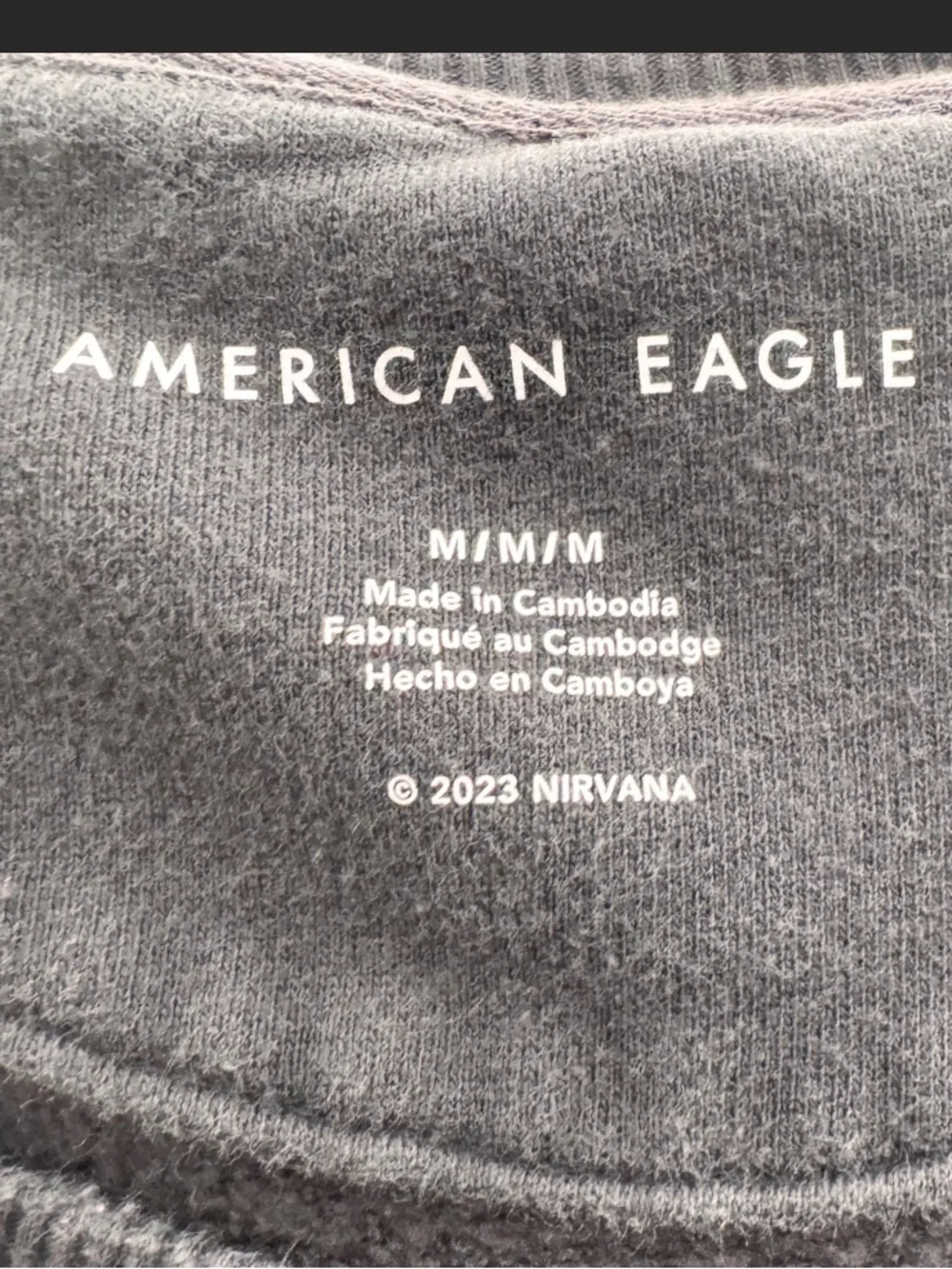 American Eagle Nirvana Sweatshirt Grey Blue Graphic Crewneck Oversized Slouchy M - Picture 3 of 10
